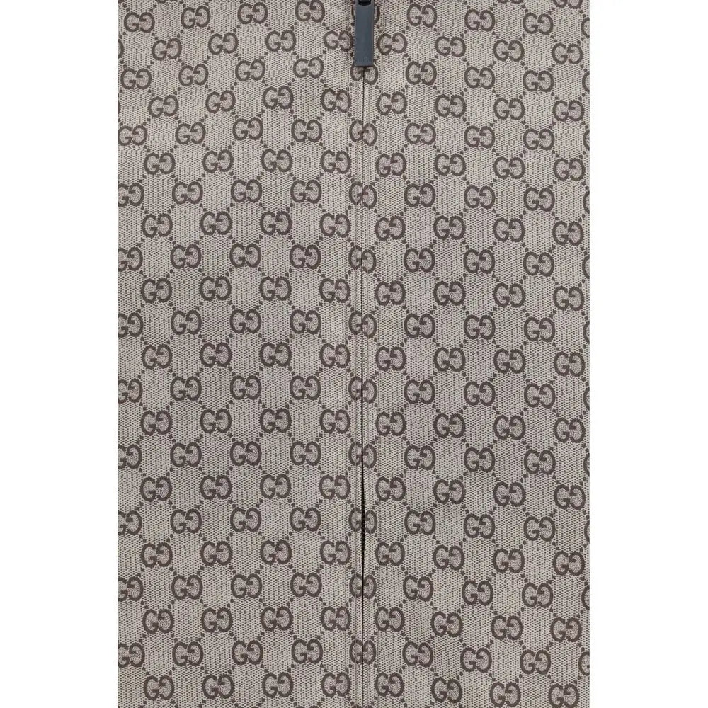 Beige gucci gg supreme canvas garment bag with central zipper for gucci black polyester jacket storage