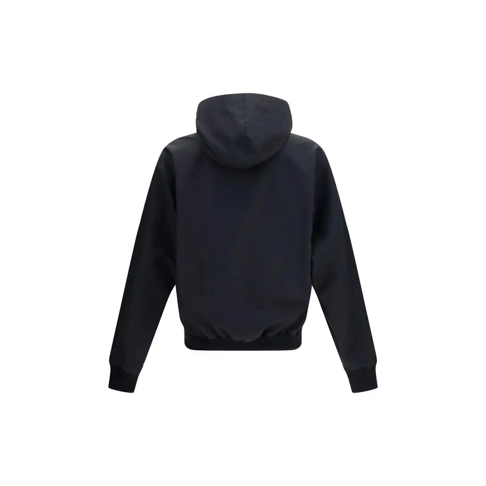 Sweat à capuche gucci noir en polyester avec finition mate lisse et poignets et ourlet côtelés