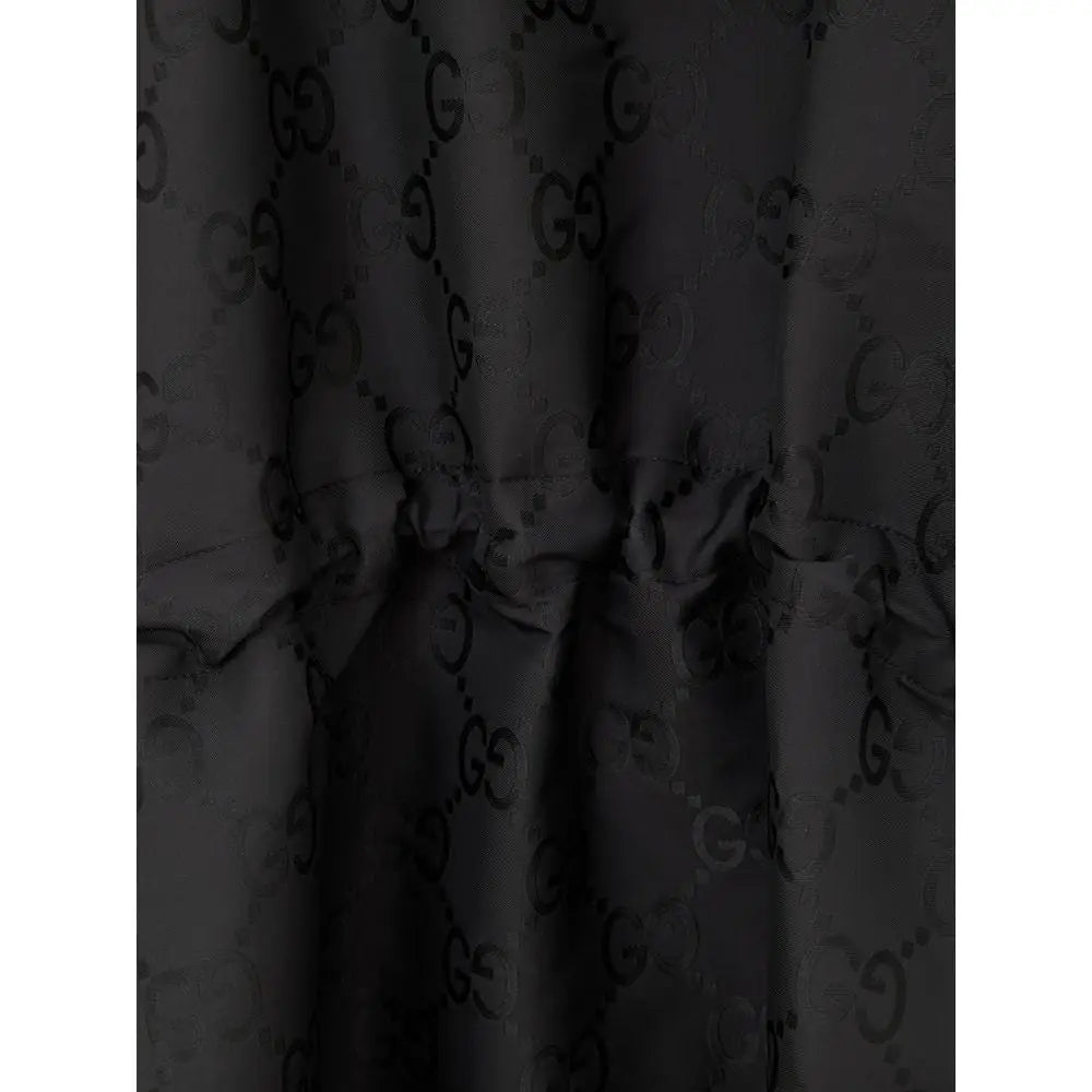 Rideau noir gucci en polyester avec motif répété du logo g entrelacé pour manteau trench gucci noir