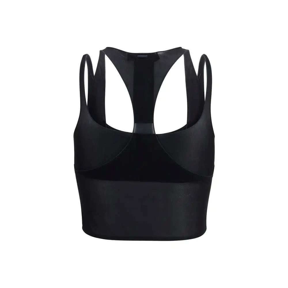 Brassière de sport gucci noire en viscose avec dos nageur et tissu lisse et ajusté