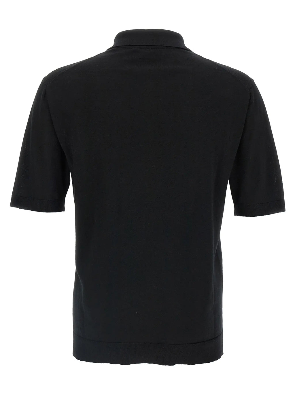 Polo gucci noir en laine avec manches courtes col classique et ourlet côtelé