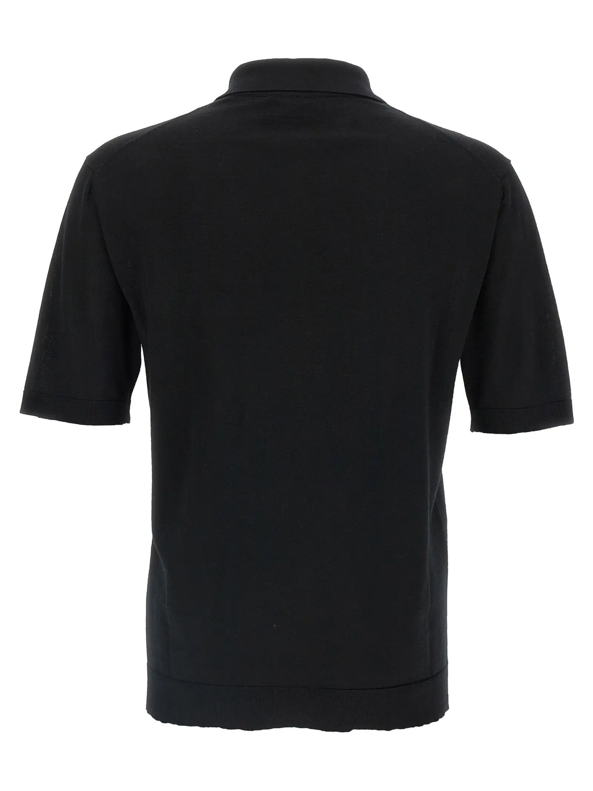 Polo gucci noir en laine avec manches courtes col classique et ourlet côtelé