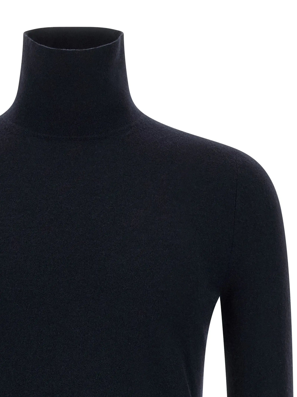 Gucci blue cashmere cardigan avec texture tricotée lisse et ajustée en col roulé noir