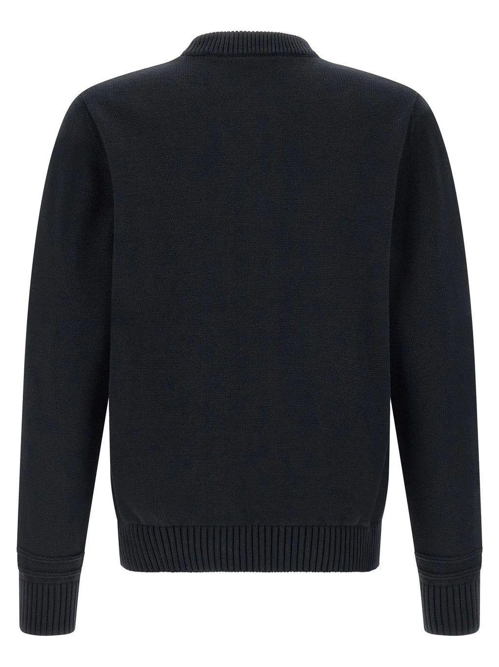 Pull en coton bleu gucci à col rond côtelé noir avec design classique et minimaliste