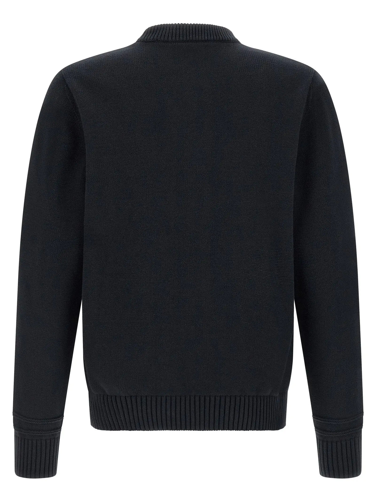 Pull en coton bleu gucci à col rond côtelé noir avec design classique et minimaliste