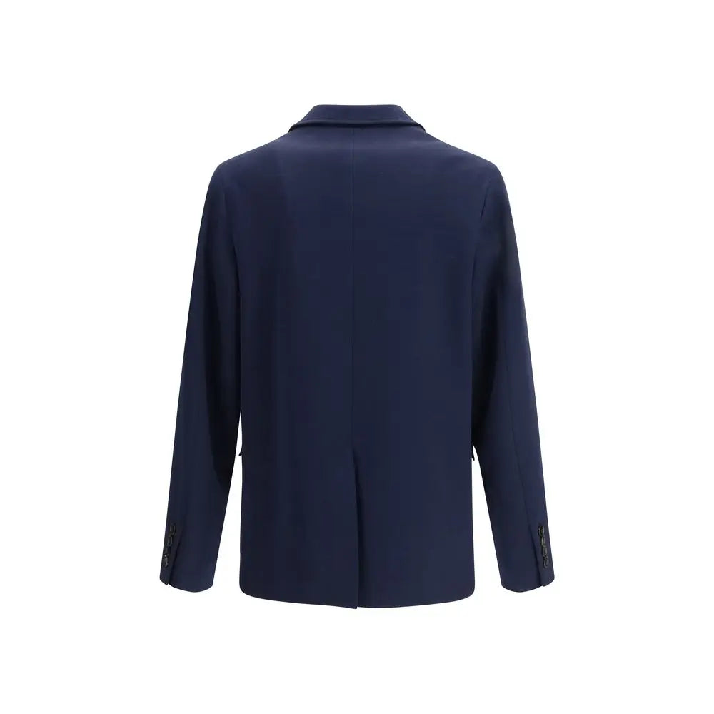 Veste bleue marine en coton gucci avec texture subtile et épaules structurées tailleur intégral