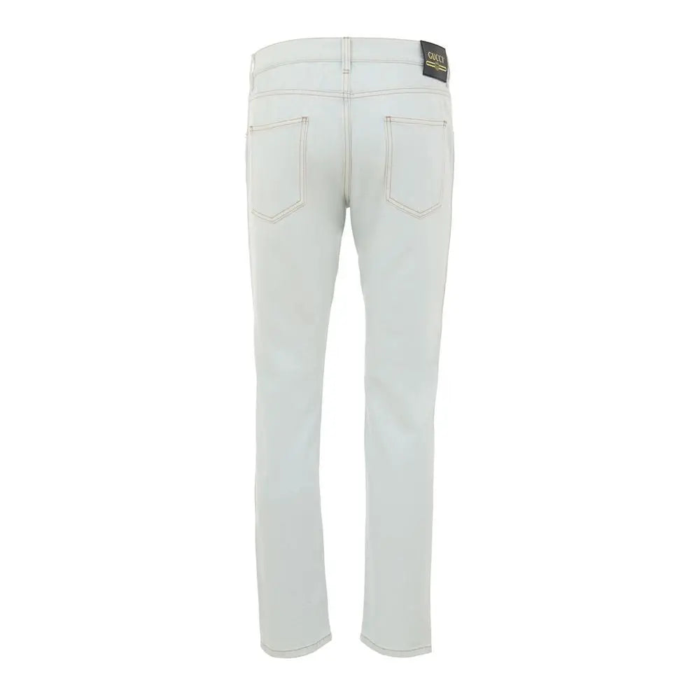 Jean gucci bleu en coton avec coupe décontractée, couleur gris clair, taille droite et coutures discrètes