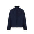Veste gucci blue marabou bleu marine avec logo brodé discret et fermeture éclair argentée complète