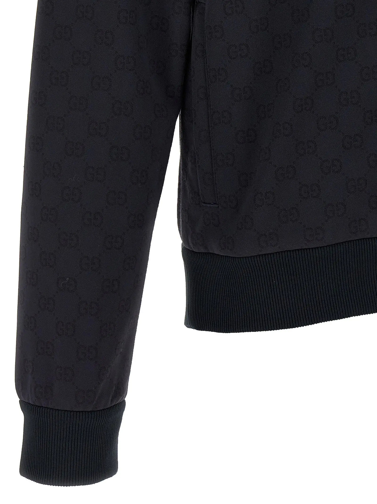 Veste bomber noire gucci avec motif logo discret répétitif sur tissu en polyamide pour un style décontracté