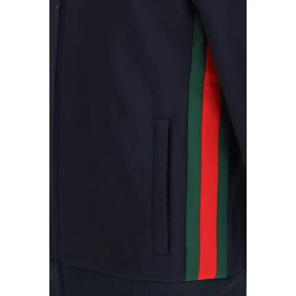 Blazer bleu marine gucci en polyester avec bande verticale verte et rouge sur la couture latérale