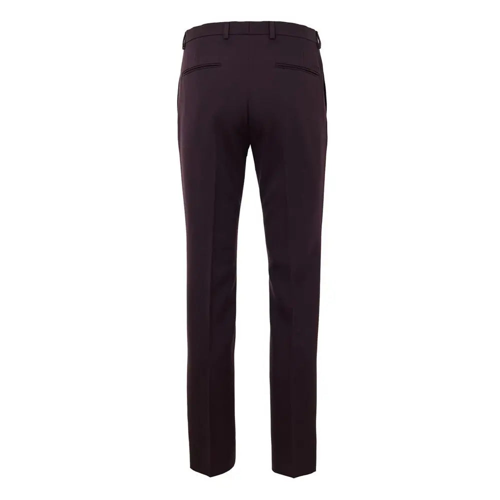 Pantalon habillé gucci bordeaux en laine marron foncé avec coupe droite élégante et détails de couture subtils