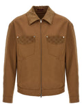 Veste gucci marron en coton avec logo gg sur les poches poitrine et le col pleine longueur