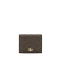 Portefeuille gucci marron en cuir dagneau matelassé avec logo entrelacé gg doré