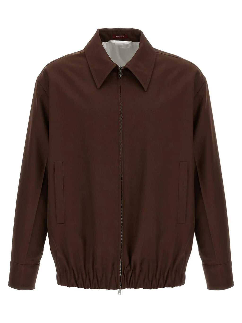 Veste gucci marron en laine à fermeture éclair avec col et deux poches latérales