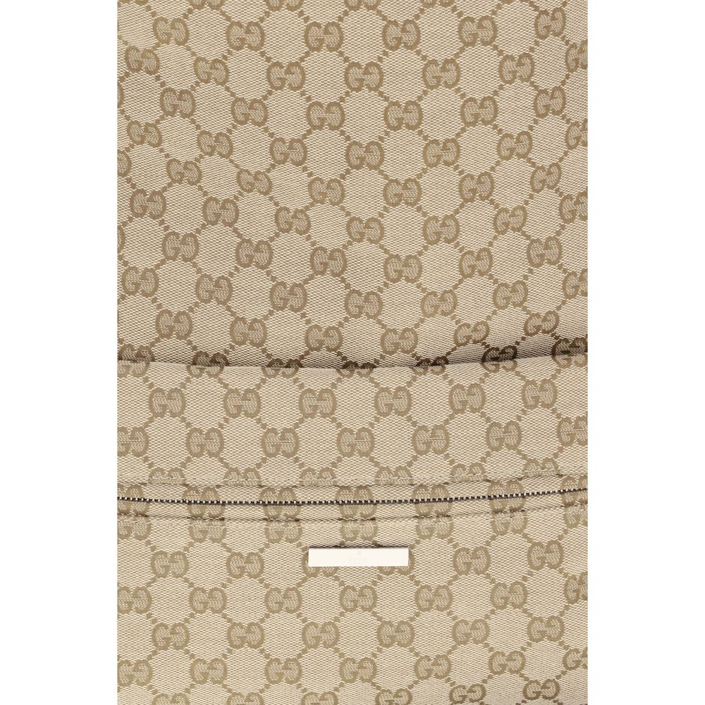 Sac à dos en polyester beige Gucci, avec logo et détails de design élégants, idéal pour un style moderne et pratique.
