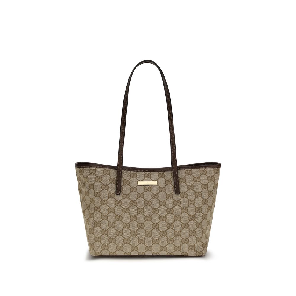 Sac à main Gucci beige en polyester avec détails élégants, vue de face, idéal pour un style sophistiqué.