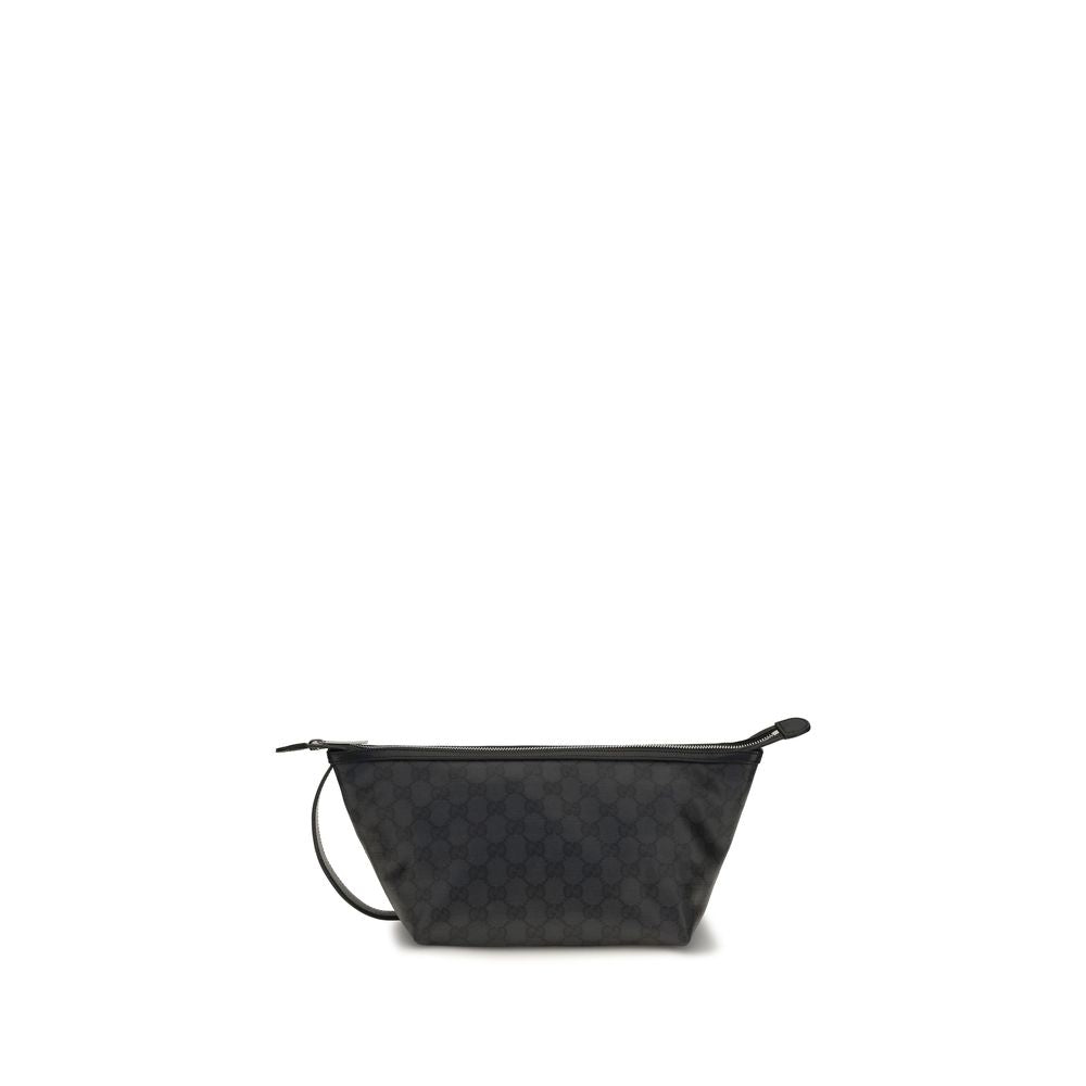 Pochette en coton noir de Gucci, bague élégante avec logo Gucci sur le devant, idéale pour accessoires et événements.