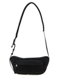 Sac à bandoulière noir en polyester de Gucci, vue détaillée du produit avec logo Gucci visible.