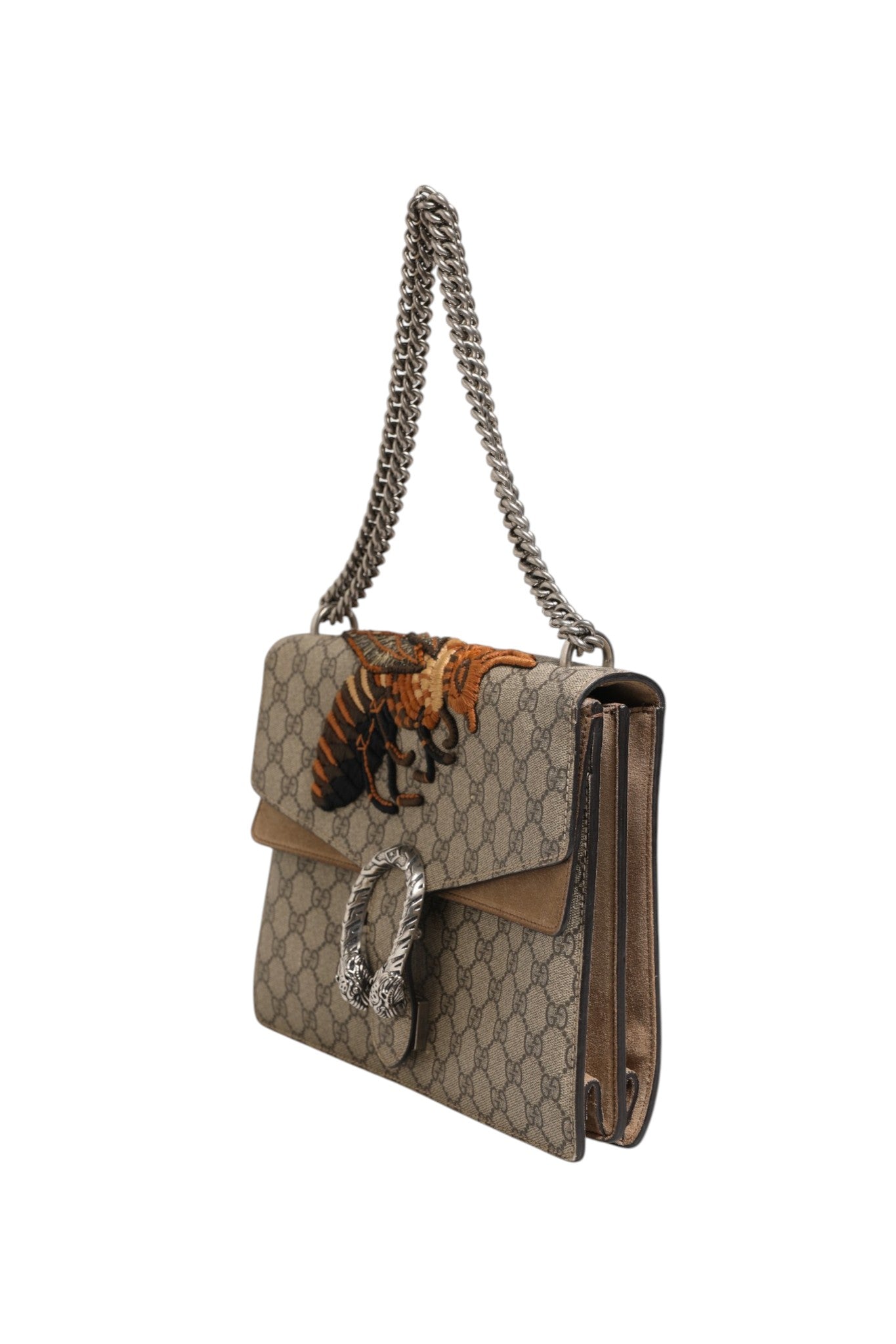 Sac à bandoulière Gucci Supreme Monogram Bee brodé avec logo Gucci, design élégant et détails sophistiqués.