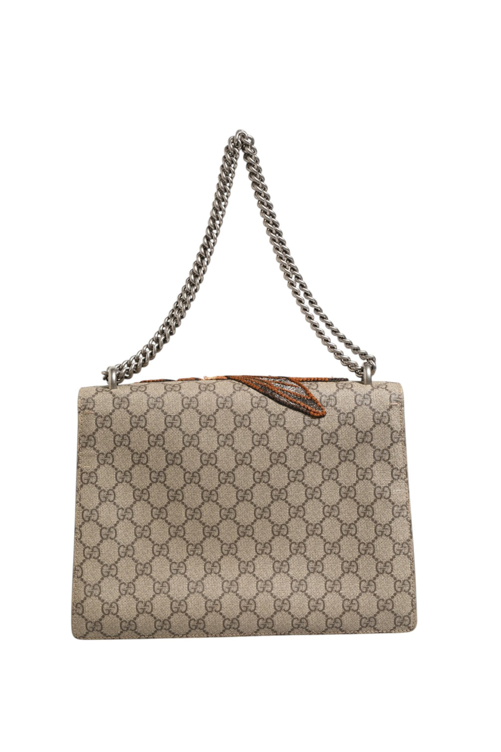 Sac à bandoulière Gucci Supreme Monogram Bee brodé avec motif floral et détails en cuir.