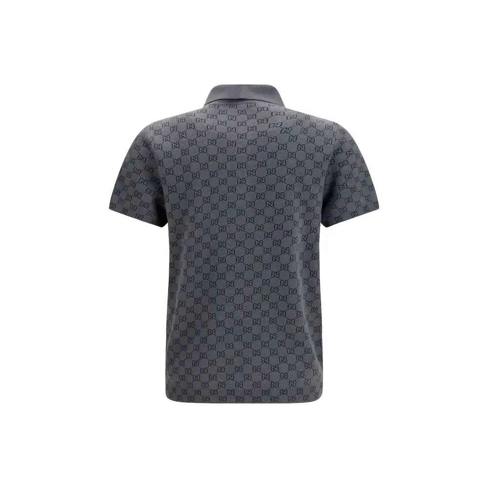 Polo gucci gris en laine avec motif monogramme répété pour un style élégant et décontracté
