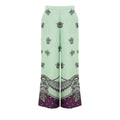 Pantalon large vert menthe et violet gucci en soie avec motif floral délicat et pois subtils pour usage décontracté