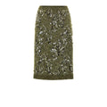 Jupe midi gucci verte en viscose pailletée olive avec taille et ourlet côtelés