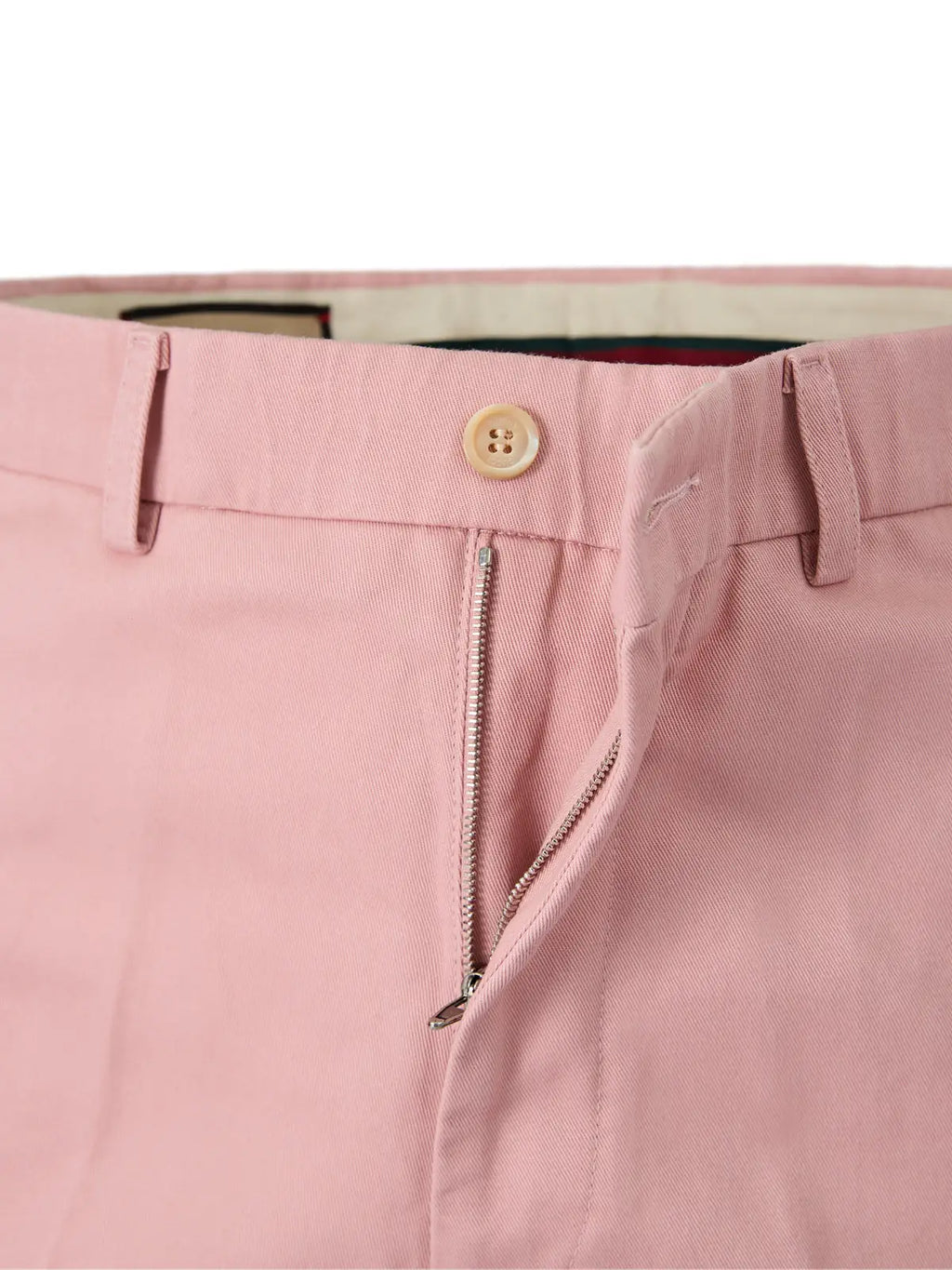 Pantalon chino gucci rose clair en coton avec bouton beige et fermeture éclair argentée