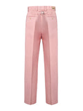 Pantalon gucci rose clair en coton avec boucle de ceinture et détails en métal doré