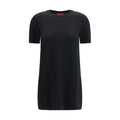 Robe décontractée en laine noire Gucci Oves Aries, style casual avec coupe élégante, visible en gros plan sur le vêtement.