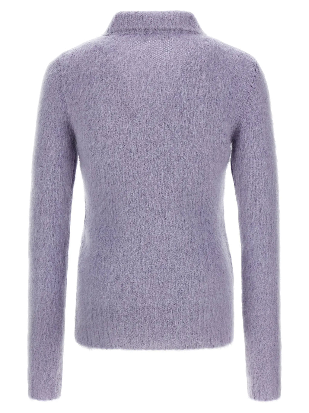 Cardigan gucci pour femme en laine violette avec col montant et finition douce texturée en tricot manches longues