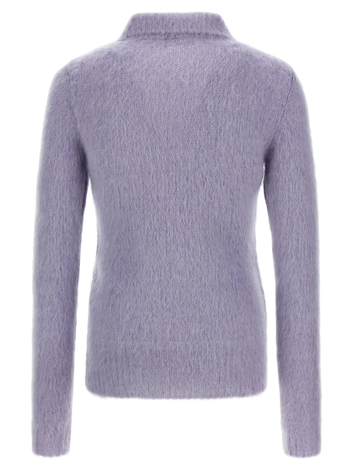 Cardigan gucci pour femme en laine violette avec col montant et finition douce texturée en tricot manches longues