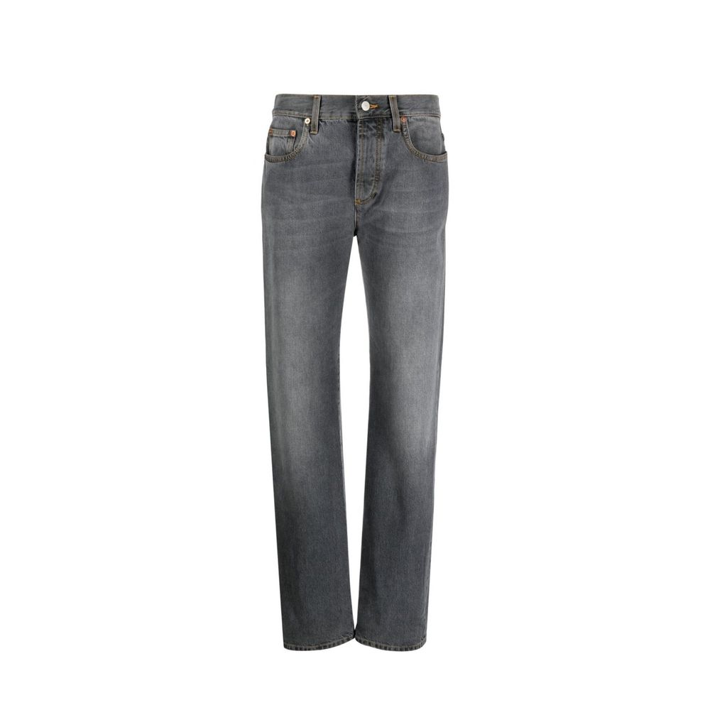 Jeans gris en coton de coupe décontractée Gucci, visibles sur une image.
