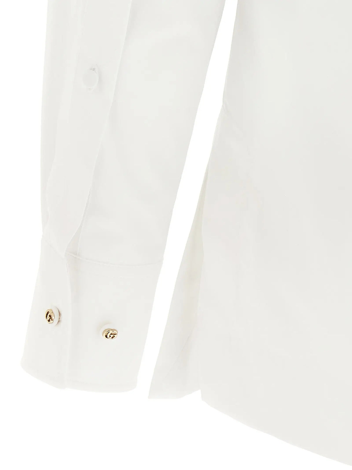 Chemise blanche gucci en coton avec boutons entrelacés g dorés sur le devant