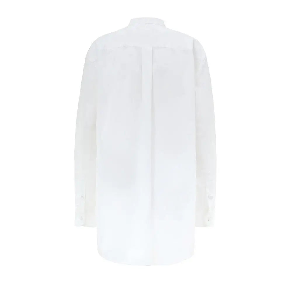 Chemise blanche gucci en coton à manches longues avec col classique et plis subtils au dos