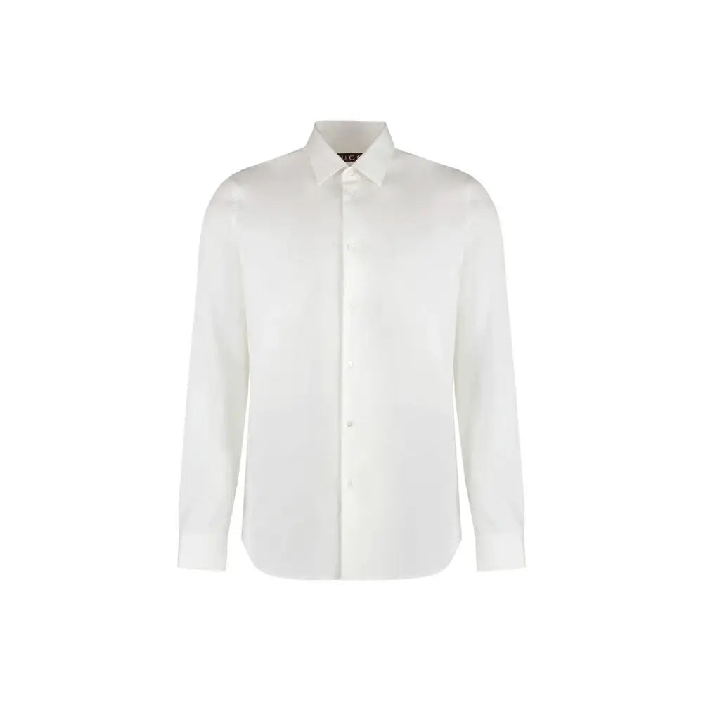 Chemise blanche gucci pour homme en coton avec col classique et boutonnage sur le devant