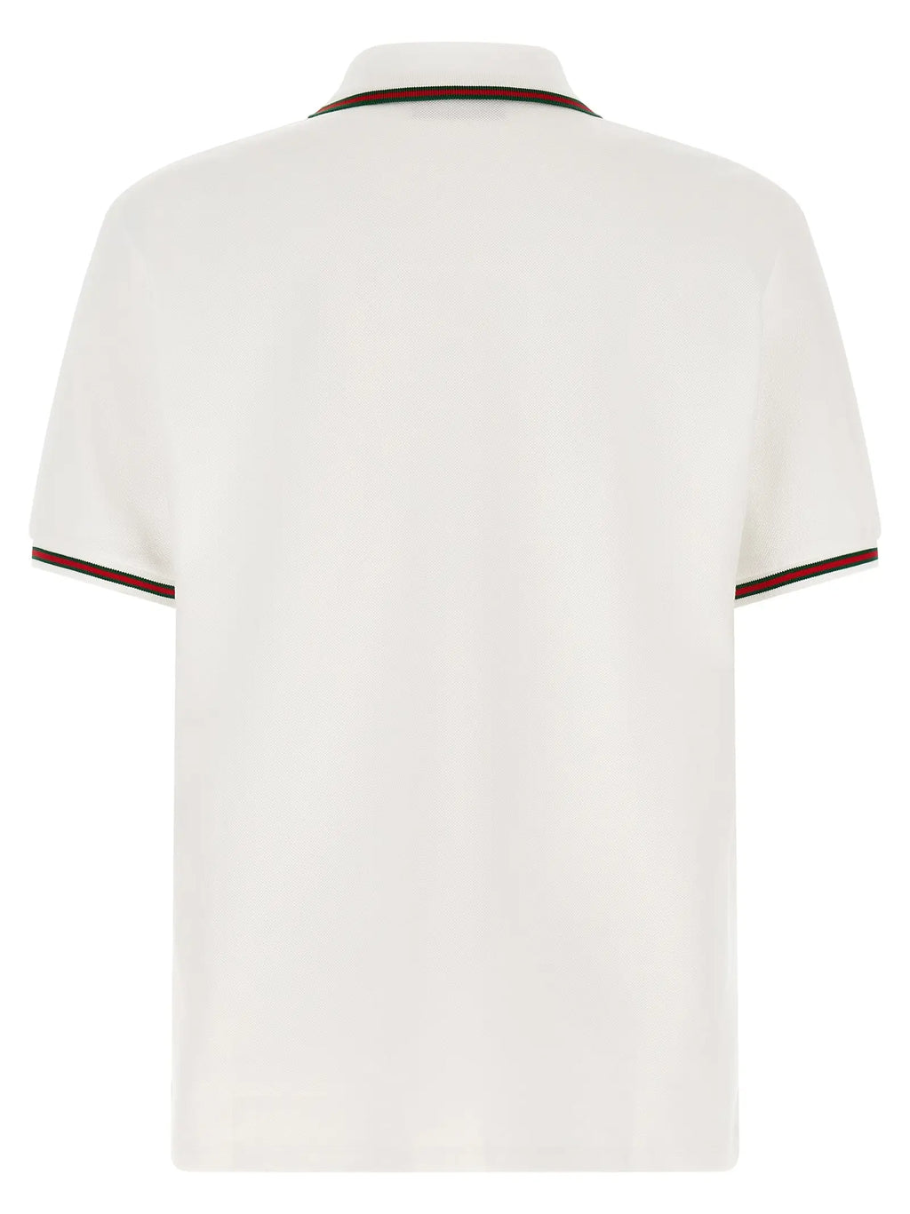 Polo blanc gucci en coton avec bordure contrastante rouge foncé au col et aux manches