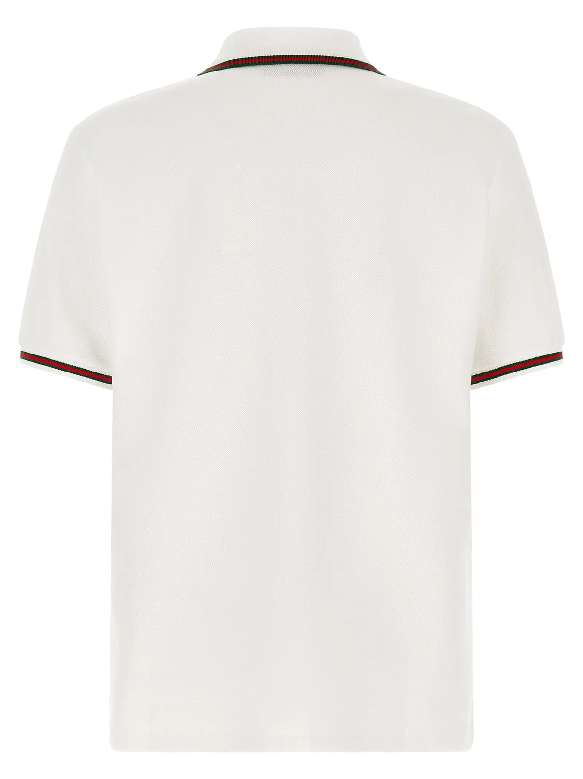 Polo blanc gucci en coton avec bordure contrastante rouge foncé au col et aux manches
