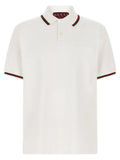 Polo shirt gucci blanc en coton avec bordures rayées rouges et vertes au col et aux manches
