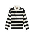Polo en coton blanc gucci à rayures noires et blanches avec manches longues col chemise boutons et zip aux manches