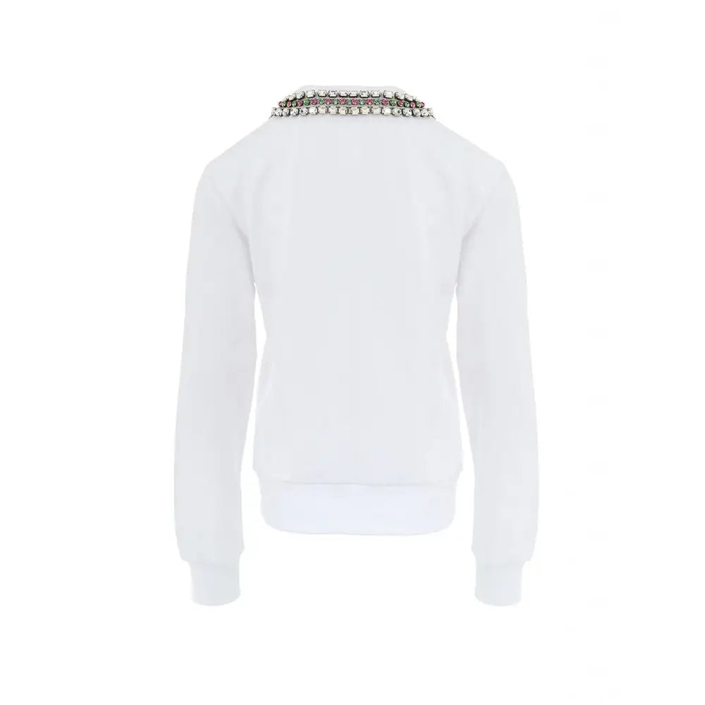 Sweatshirt gucci blanc en coton avec col en strass scintillant
