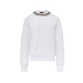 Sweatshirt blanc gucci en coton avec col à message orné de rangées de cristaux étincelants