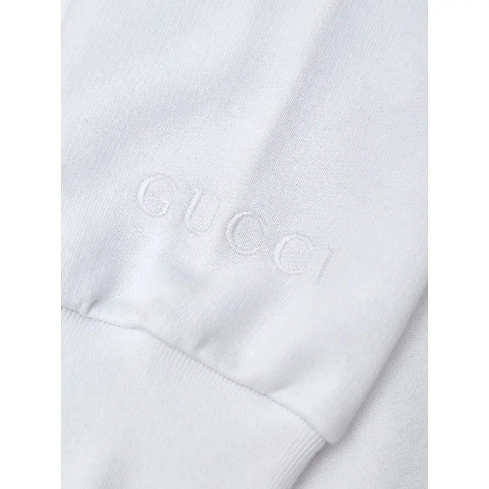Sweatshirt gucci blanc en coton avec logo brodé subtil sur la manche