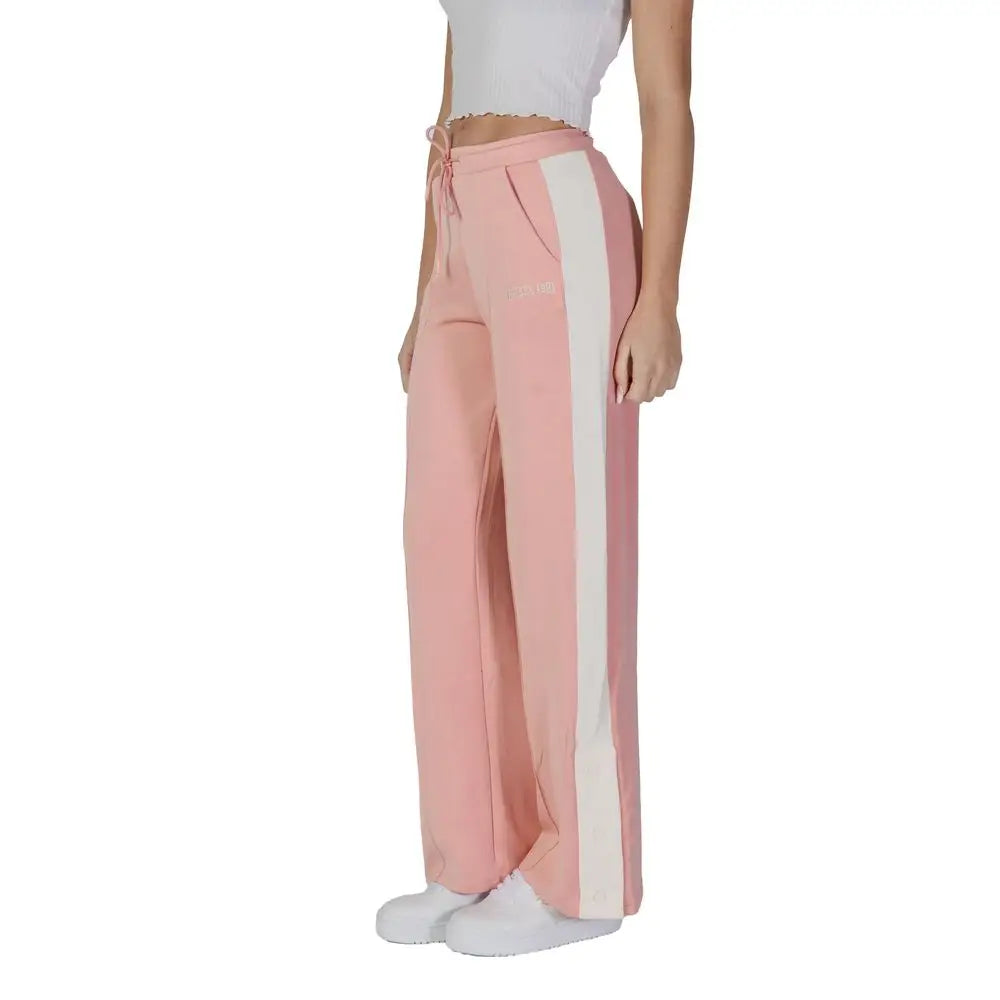 Pink and white side-striped guess active multicolor polyester wide-leg joggers with drawstring waistband for workouts