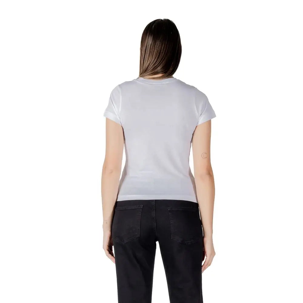 T-shirt guess active blanc en coton avec manches courtes et col rond simple