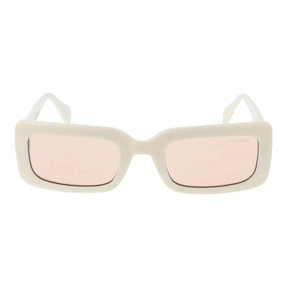 Lunettes de soleil guess beige en plastique avec verres rectangulaires crème et teinte rose moderne