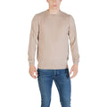 Sweatshirt guess beige en polyester avec col rond et poignets et ourlet côtelés subtils