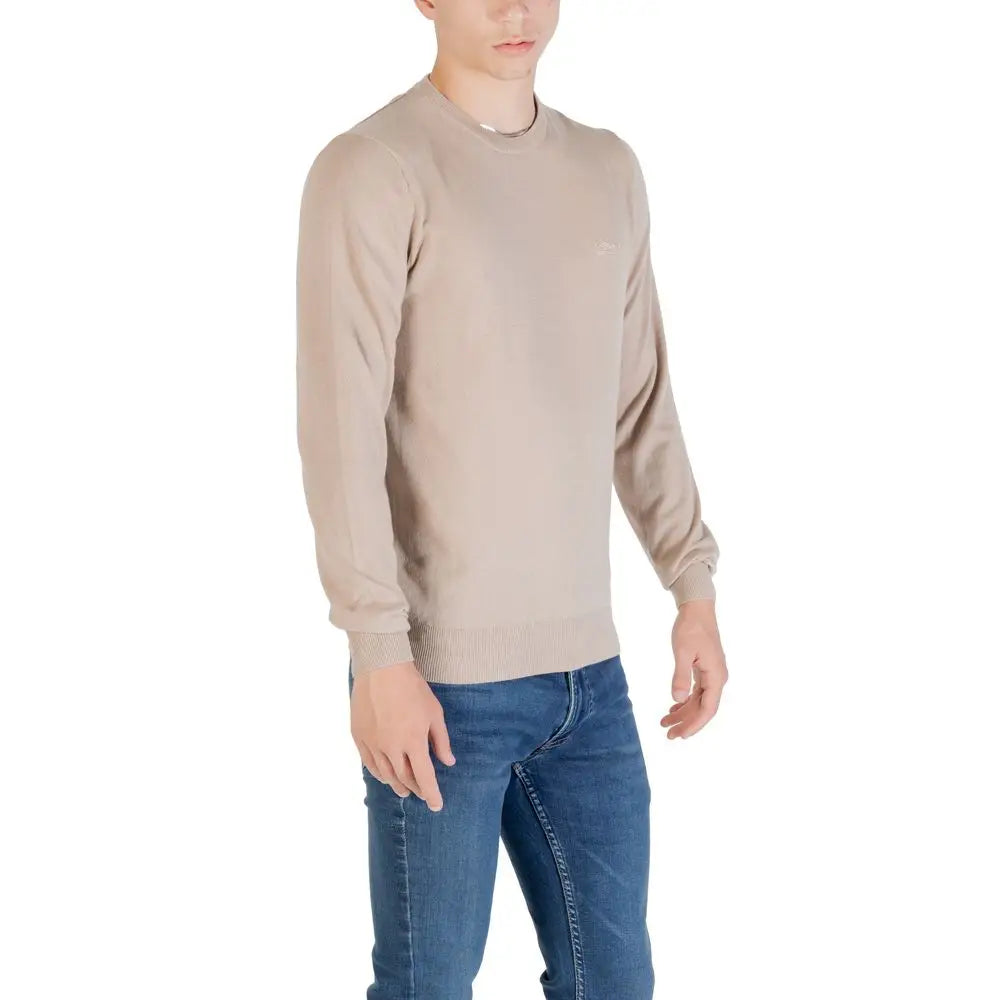 Sweatshirt guess beige en polyester avec col rond et poignets et ourlet côtelés