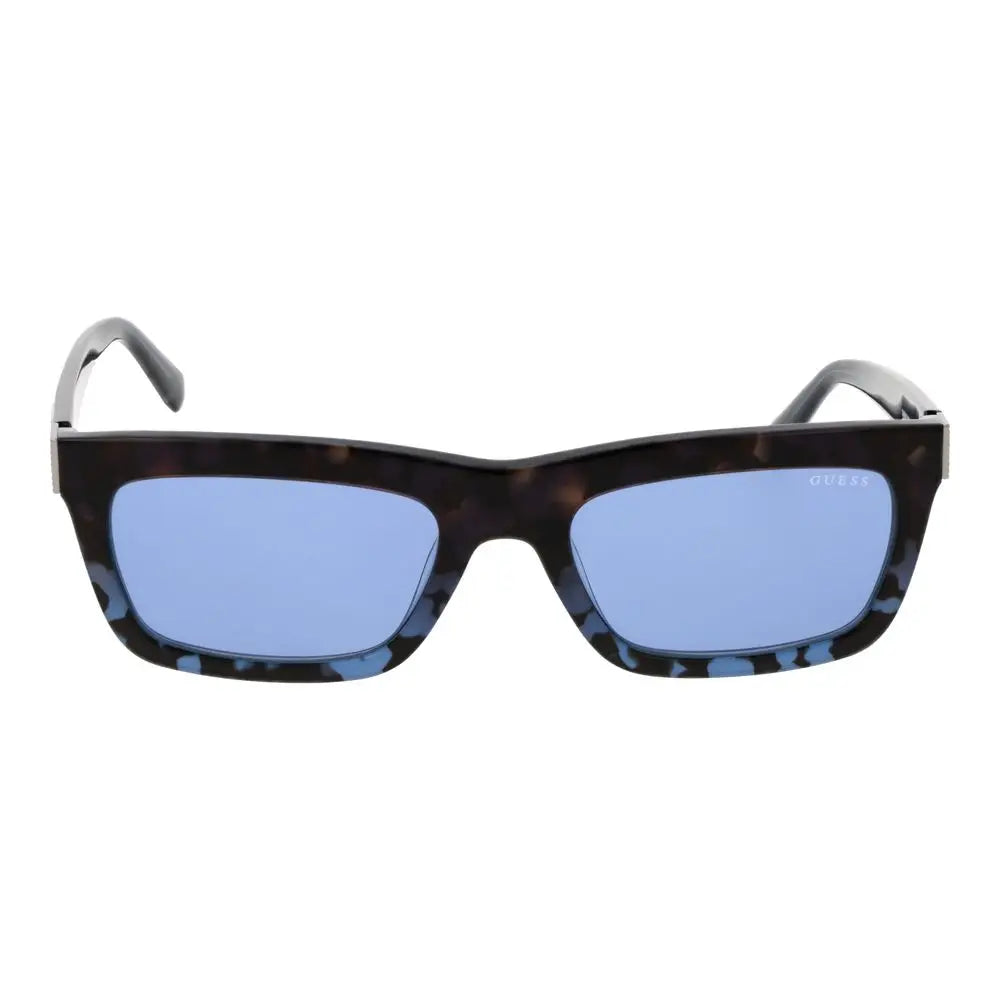 Lunettes de soleil guess bleues en acétate avec monture rectangulaire écaille et verres dégradés bleus modernes