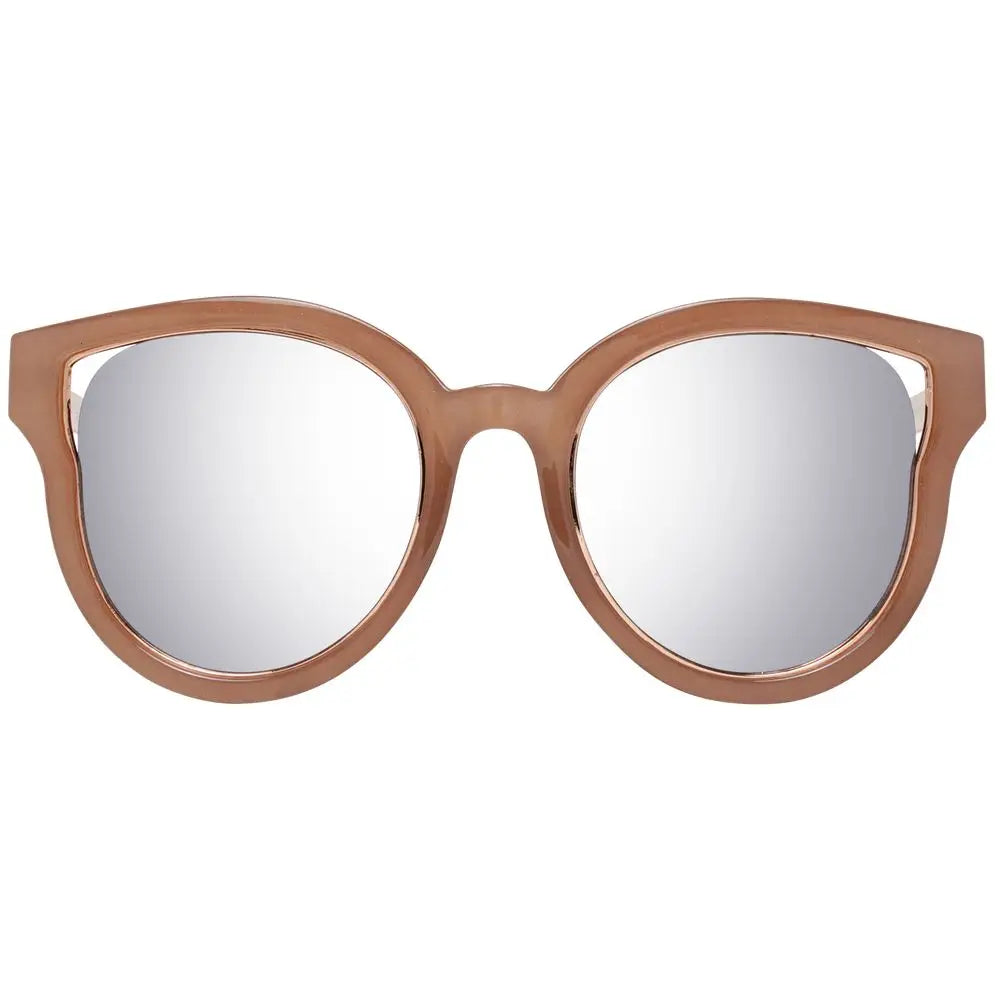 Lunettes de soleil guess en métal brun et plastique avec monture cat-eye en acetate rose gold et verres miroirs argentés
